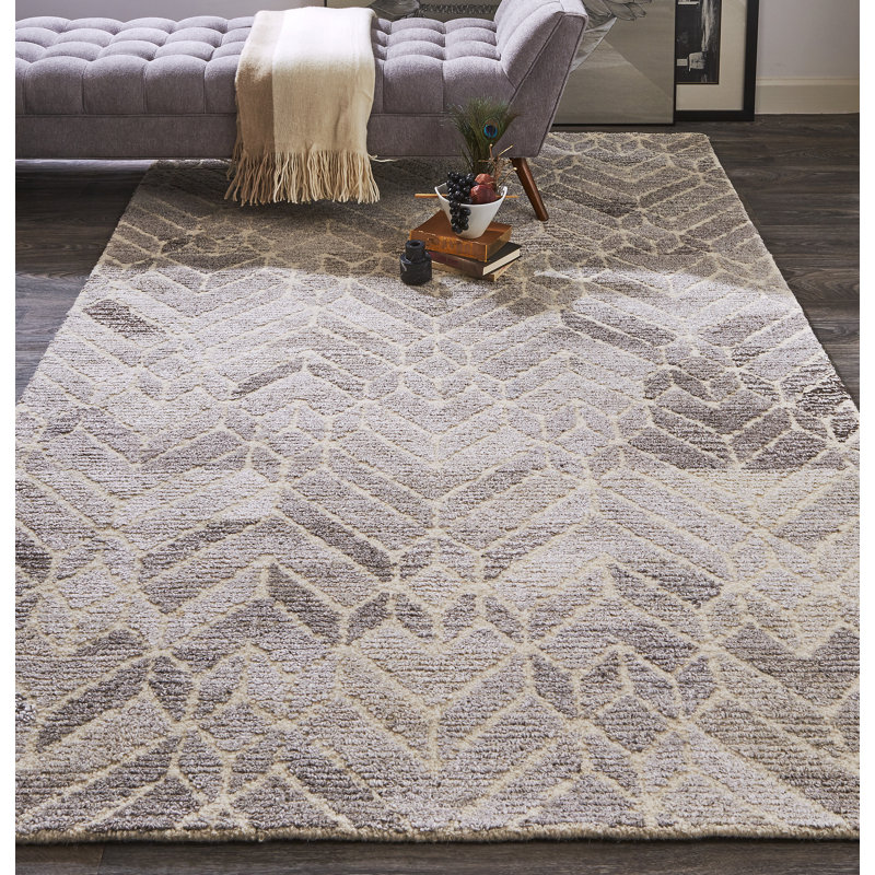 AllModern Chhevron Wool/Viscose Taupe/Gray/Black Rug & Reviews Wayfair